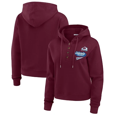 WEAR by Erin Andrews Colorado Avalanche Waffle-Knit Pullover Hoodie