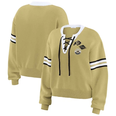 WEAR by Erin Andrews Colorado Buffaloes Lace-Up Pullover Sweater