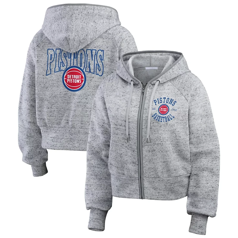 WEAR by Erin Andrews Detroit Pistons Speckled Radiator Full-Zip Hoodie