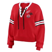 WEAR by Erin Andrews Detroit Wings Cropped Lace-Up Sweater