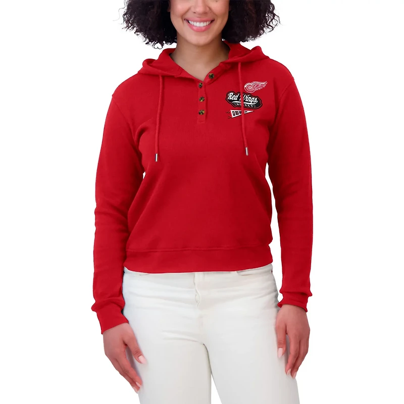 WEAR by Erin Andrews Detroit Wings Waffle-Knit Pullover Hoodie