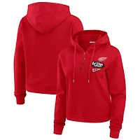 WEAR by Erin Andrews Detroit Wings Waffle-Knit Pullover Hoodie