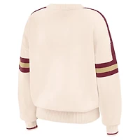 WEAR by Erin Andrews Florida State Seminoles Chenille Woven Patch Stripe Pullover Sweater