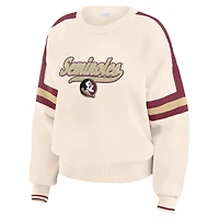 WEAR by Erin Andrews Florida State Seminoles Chenille Woven Patch Stripe Pullover Sweater