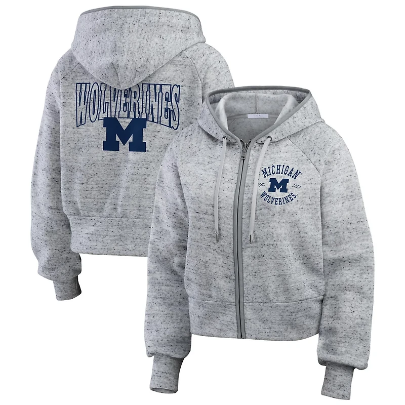 Wear by Erin Andrews Michigan Wolverines Speckle Double-Hit Raglan Full-Zip Hoodie