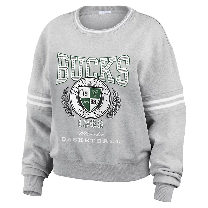 WEAR by Erin Andrews Milwaukee Bucks French Terry Pullover Sweatshirt