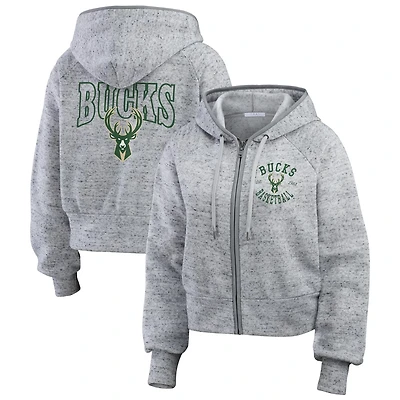 WEAR by Erin Andrews Milwaukee Bucks Speckled Radiator Full-Zip Hoodie