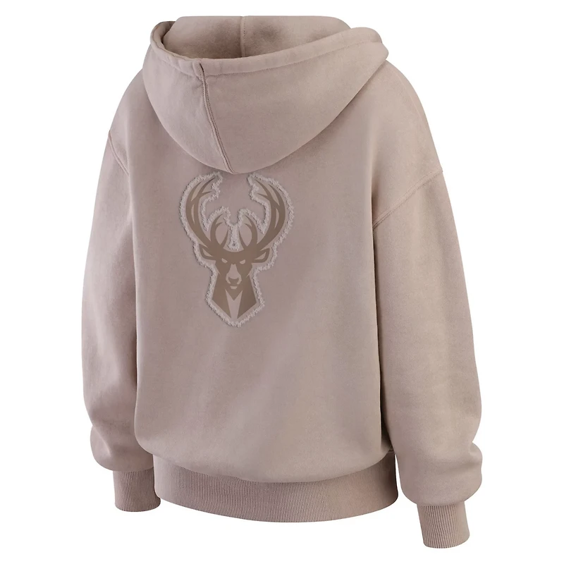 WEAR by Erin Andrews Milwaukee Bucks Washed Pullover Crewdie