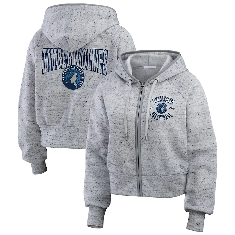 WEAR by Erin Andrews Minnesota Timberwolves Speckled Radiator Full-Zip Hoodie