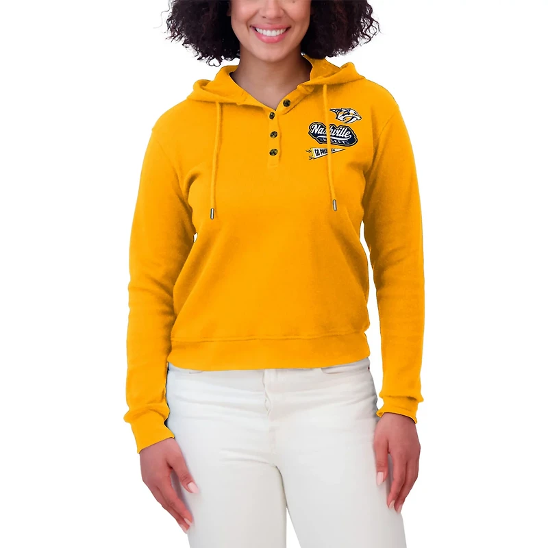 WEAR by Erin Andrews Nashville Predators Waffle-Knit Pullover Hoodie