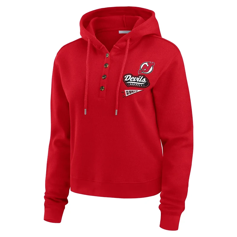 WEAR by Erin Andrews New Jersey Devils Waffle-Knit Pullover Hoodie