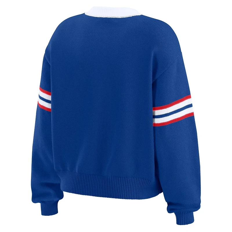 WEAR by Erin Andrews New York Rangers Cropped Lace-Up Sweater