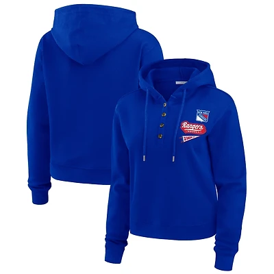 WEAR by Erin Andrews New York Rangers Waffle-Knit Pullover Hoodie