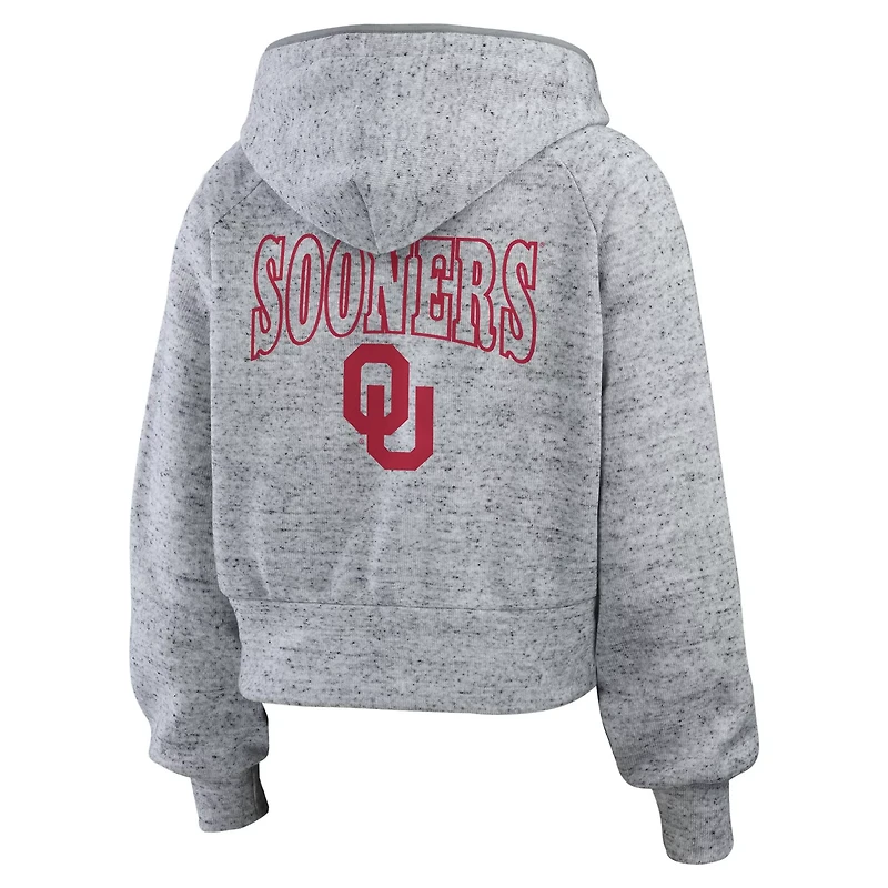 Wear by Erin Andrews Oklahoma Sooners Speckle Double-Hit Raglan Full-Zip Hoodie