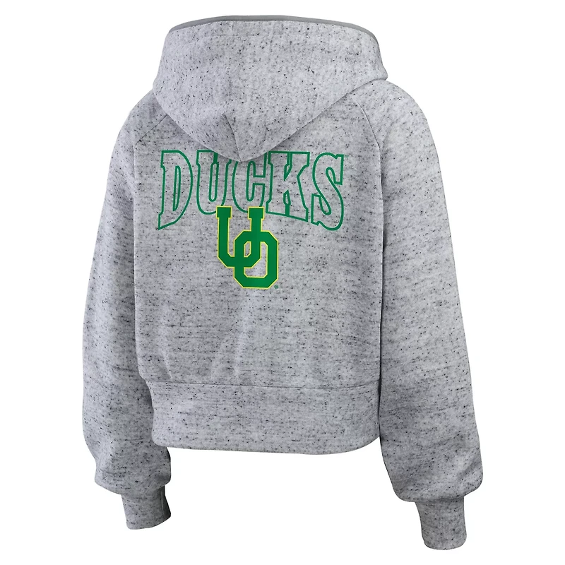 WEAR by Erin Andrews Oregon Ducks Wear Speckle Double-Hit Raglan Full-Zip Hoodie