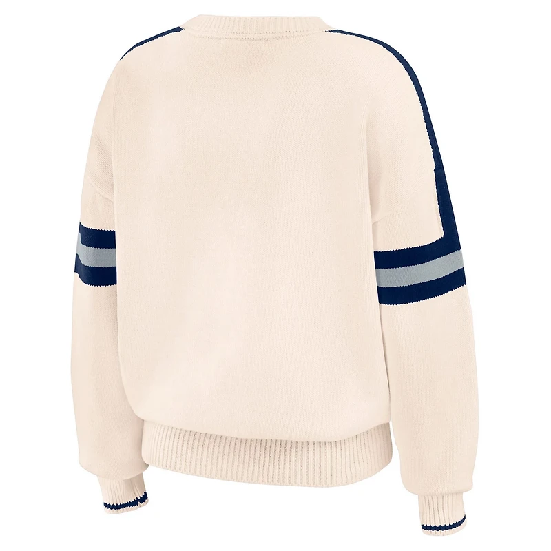 WEAR by Erin Andrews Penn State Nittany Lions Chenille Woven Patch Stripe Pullover Sweater