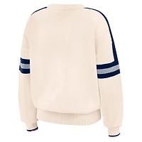 WEAR by Erin Andrews Penn State Nittany Lions Chenille Woven Patch Stripe Pullover Sweater