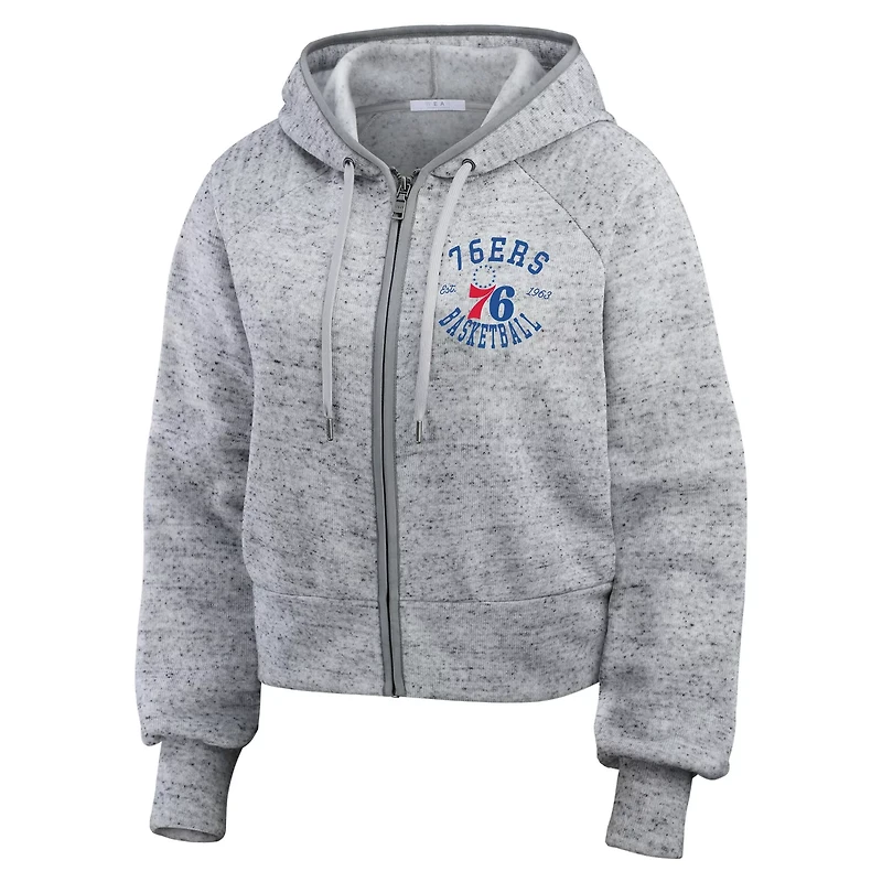 WEAR by Erin Andrews Philadelphia 76ers Speckled Radiator Full-Zip Hoodie