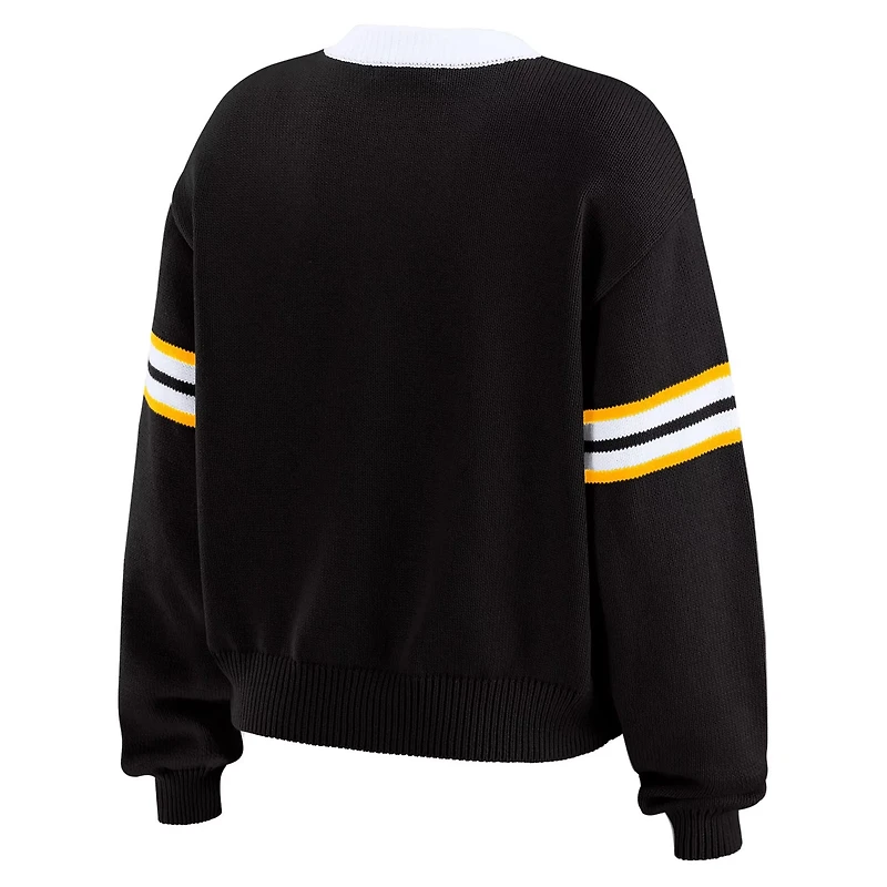 WEAR by Erin Andrews Pittsburgh Penguins Cropped Lace-Up Sweater