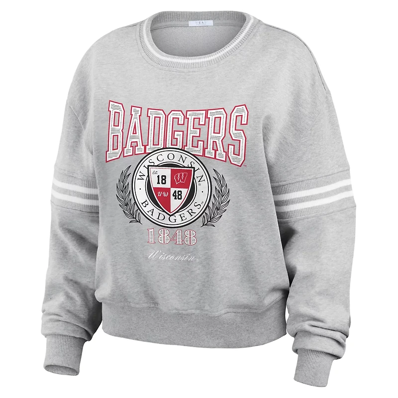 WEAR by Erin Andrews Wisconsin Badgers Classic Stripe Pullover Sweater
