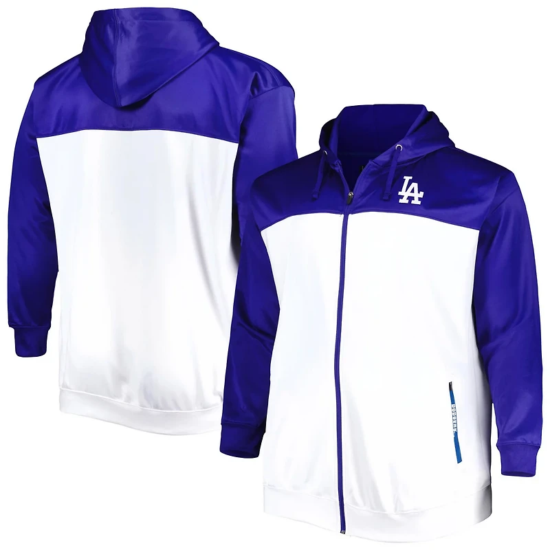 White Los Angeles Dodgers Big  Tall Yoke Full-Zip Hoodie
