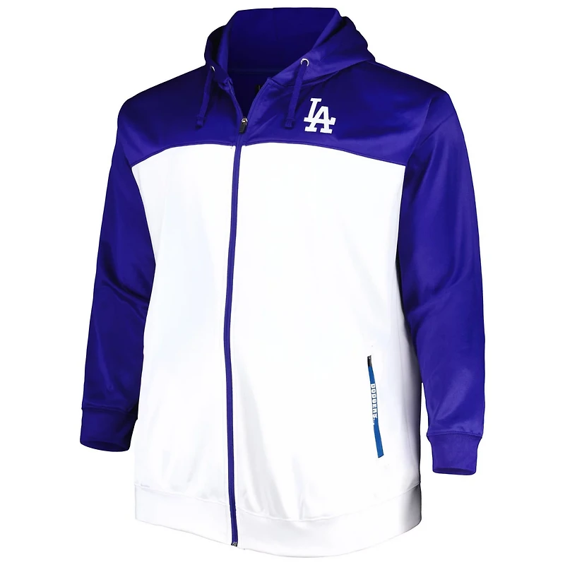 White Los Angeles Dodgers Big  Tall Yoke Full-Zip Hoodie