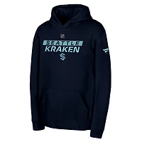 Youth Deep Sea Seattle Kraken Authentic Pro Wordmark Fleece Pullover Hoodie
