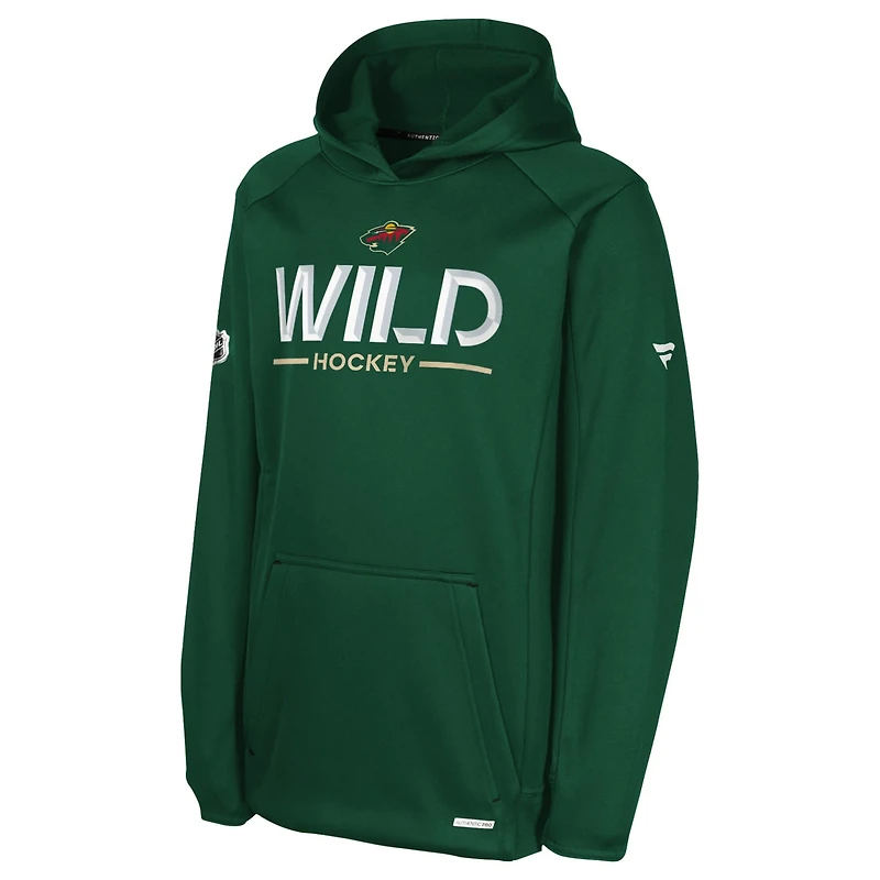 Youth Fanatics Minnesota Wild Authentic Pro Rink Raglan Hoodie
