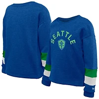 Youth Girls 5th  Ocean by New Era Seattle Sounders FC High-Low Crewneck Sweatshirt