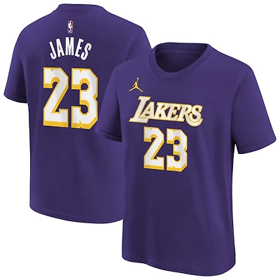 Youth Jordan Brand LeBron James Los Angeles Lakers Statement Edition Name Number T-Shirt
