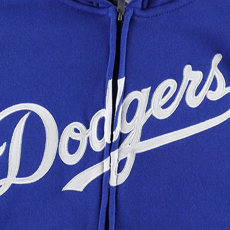 Youth Los Angeles Dodgers Wordmark Full-Zip Fleece Hoodie