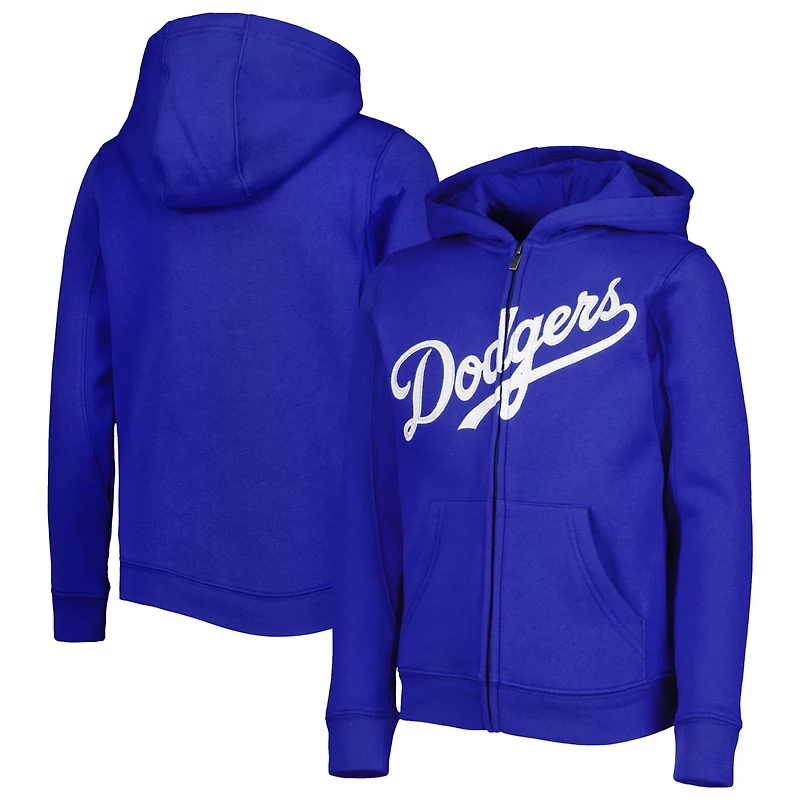 Youth Los Angeles Dodgers Wordmark Full-Zip Fleece Hoodie