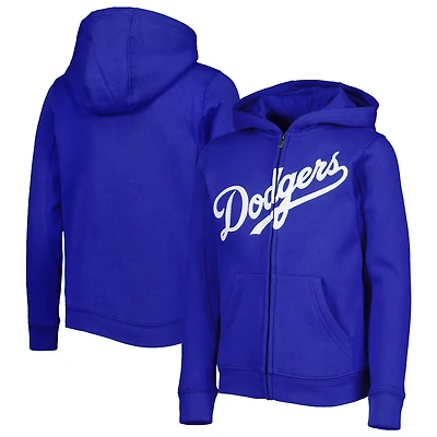 Youth Los Angeles Dodgers Wordmark Full-Zip Fleece Hoodie