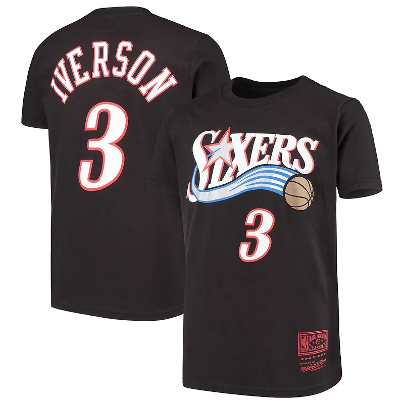 Youth Mitchell Ness Allen Iverson Philadelphia 76ers Hardwood Classics Name Number T-Shirt