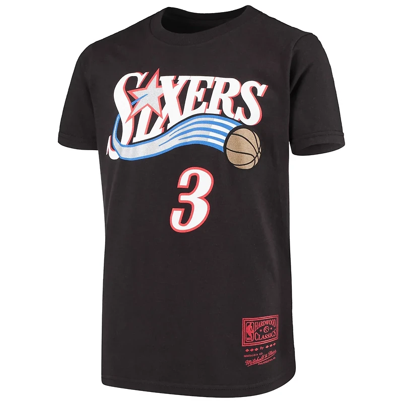 Youth Mitchell Ness Allen Iverson Philadelphia 76ers Hardwood Classics Name Number T-Shirt