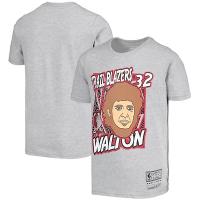 Youth Mitchell  Ness Bill Walton Portland Trail Blazers Hardwood Classics King of the Court Player T-Shirt