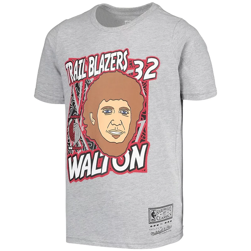 Youth Mitchell Ness Bill Walton Portland Trail Blazers Hardwood Classics King of the Court Player T-Shirt