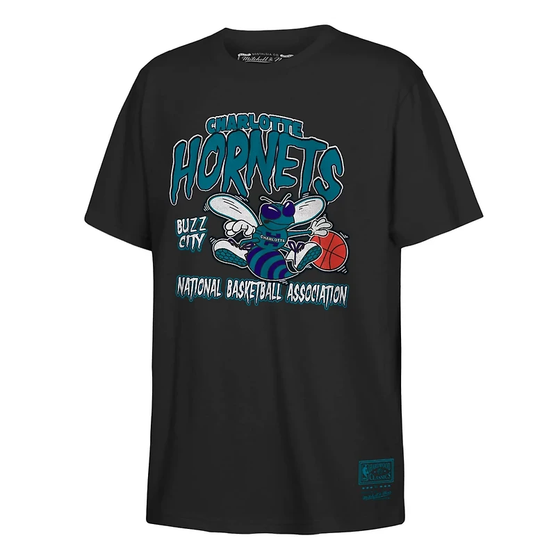 Youth Mitchell  Ness Charlotte Hornets Retro Mascot Script T-Shirt