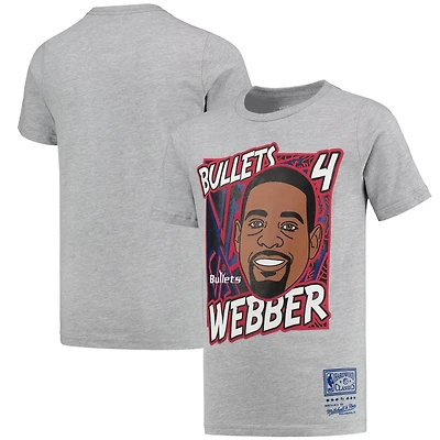 Youth Mitchell Ness Chris Webber Heathered Gray Washington Bullets Hardwood Classics King of the Court Player T-Shirt