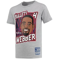 Youth Mitchell  Ness Chris Webber Heathered Gray Washington Bullets Hardwood Classics King of the Court Player T-Shirt