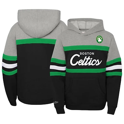 Youth Mitchell  Ness Heather Gray Boston Celtics Hardwood Classics Head Coach Pullover Hoodie