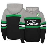 Youth Mitchell  Ness Heather Gray Boston Celtics Hardwood Classics Head Coach Pullover Hoodie