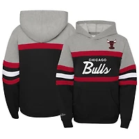Youth Mitchell  Ness Heather Gray Chicago Bulls Hardwood Classics Head Coach Pullover Hoodie