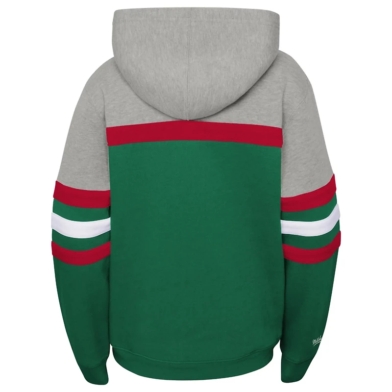 Youth Mitchell  Ness Heather Gray Milwaukee Bucks Hardwood Classics Head Coach Pullover Hoodie