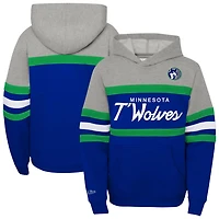 Youth Mitchell  Ness Heather Gray Minnesota Timberwolves Hardwood Classics Head Coach Pullover Hoodie