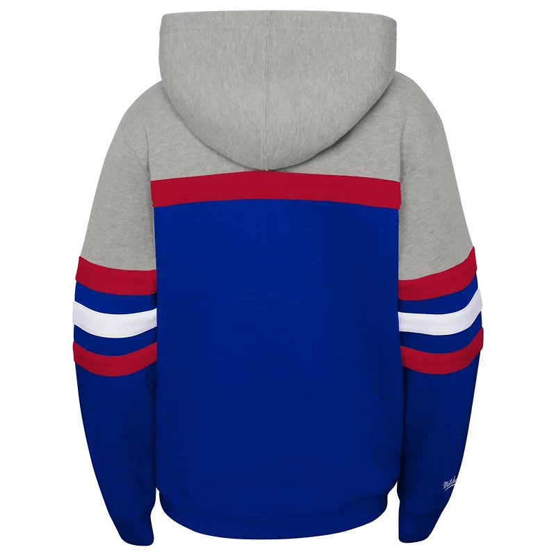 Youth Mitchell  Ness Heather Gray Philadelphia 76ers Hardwood Classics Head Coach Pullover Hoodie