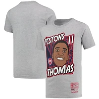 Youth Mitchell  Ness Isiah Thomas Gray Detroit Pistons Hardwood Classics King of the Court Player T-Shirt