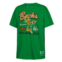 Youth Mitchell  Ness Kelly Milwaukee Bucks Retro Mascot Script T-Shirt