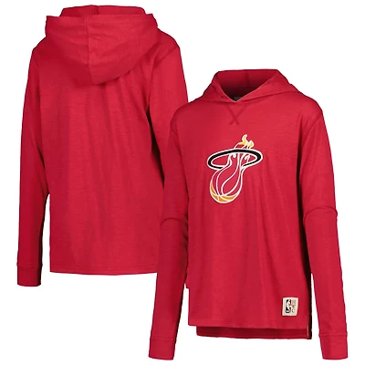 Youth Mitchell  Ness Miami Heat Hardwood Classics Legendary Slub Lightweight Pullover Hoodie