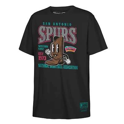 Youth Mitchell  Ness San Antonio Spurs Retro Mascot Script T-Shirt